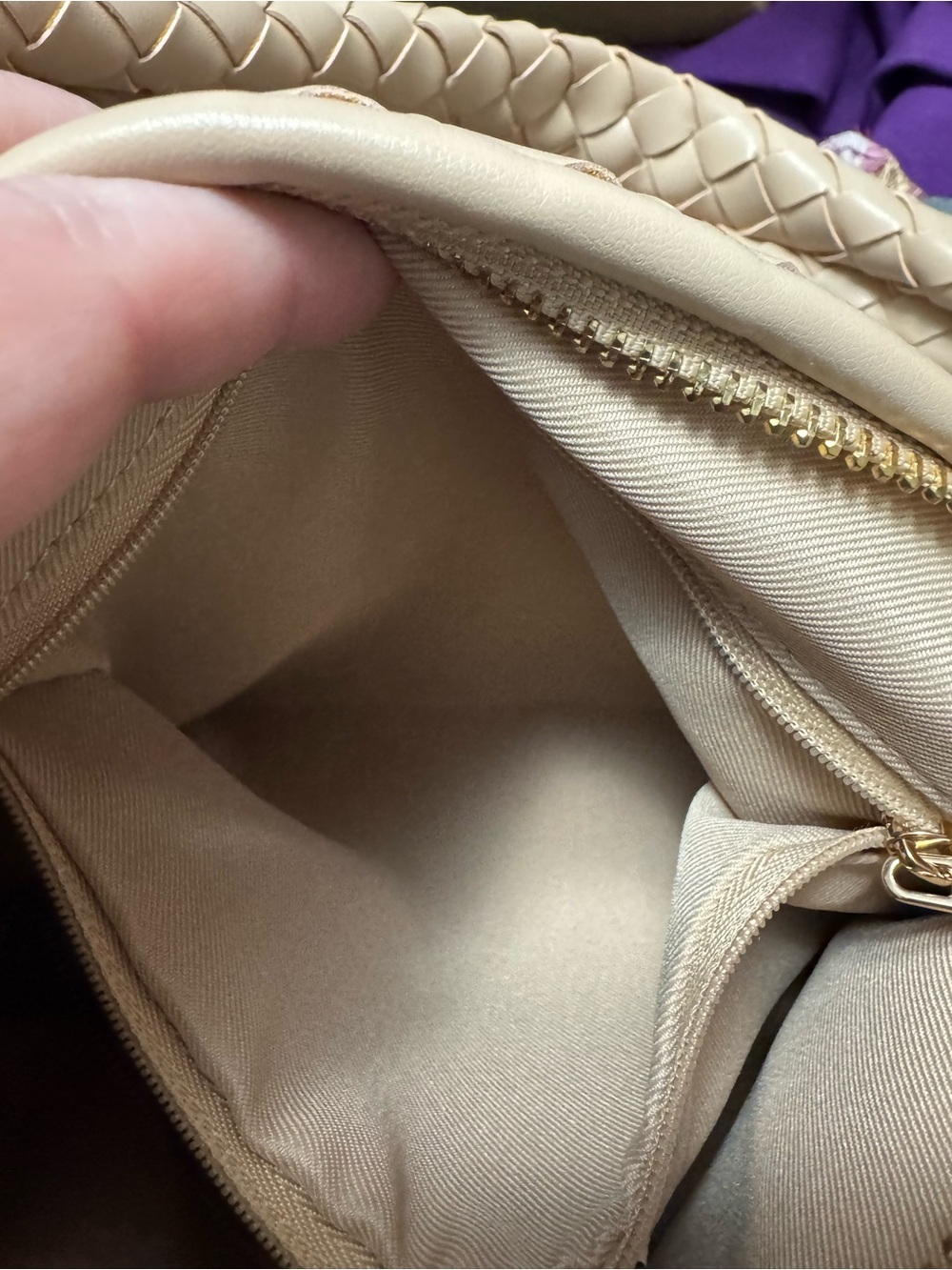 A New Day Woven Vegan Leather Hobo Bag in Beige - Picture 4 of 8